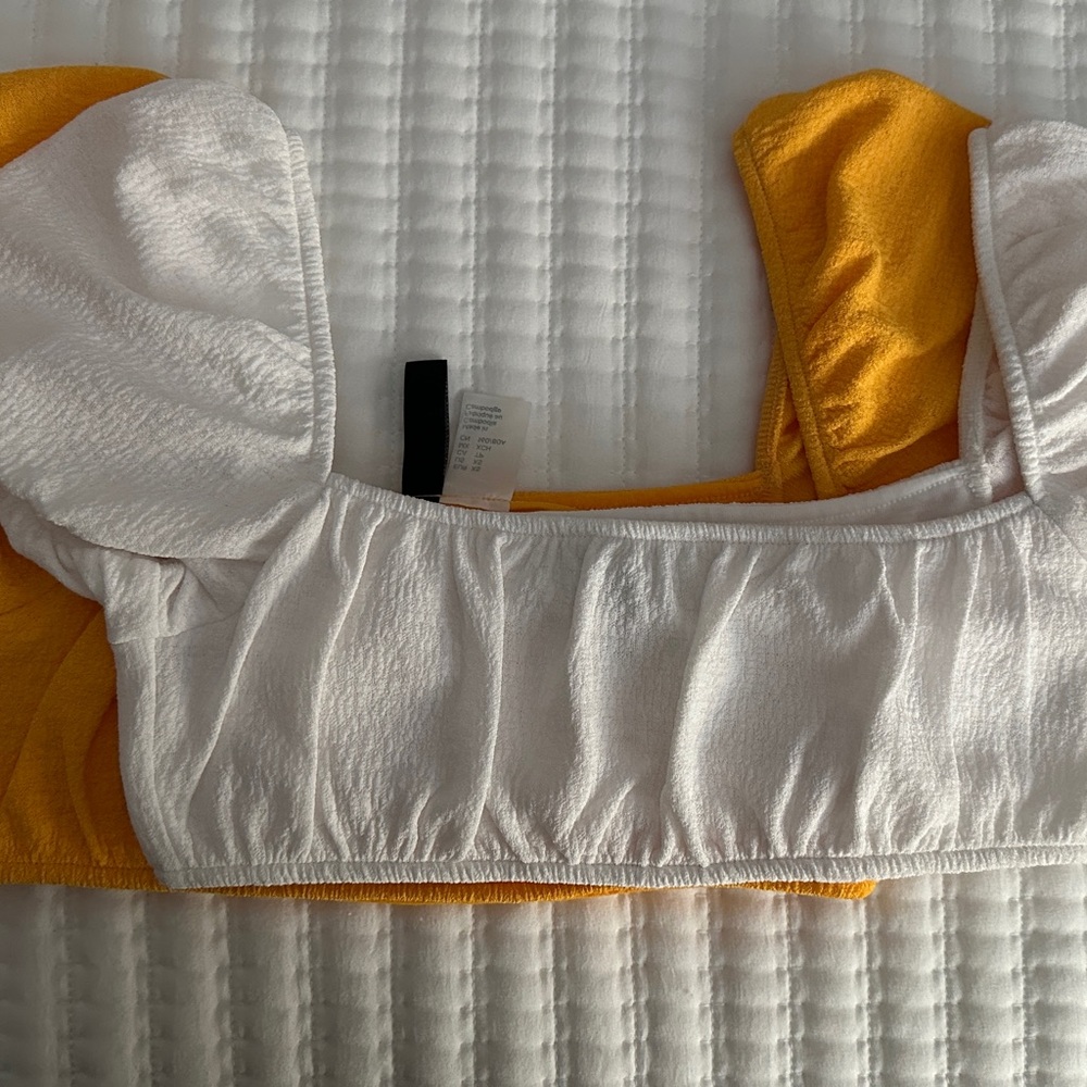 White and Yellow Women's Top